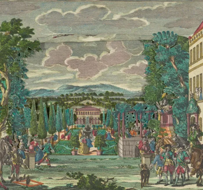Framed Print : Paper Theater or Diorama of an Italianate Villa and Garden, ca. 1730-56 Framed Print : Paper Theater or Diorama of an Italianate Villa and Garden, ca. 1730-56