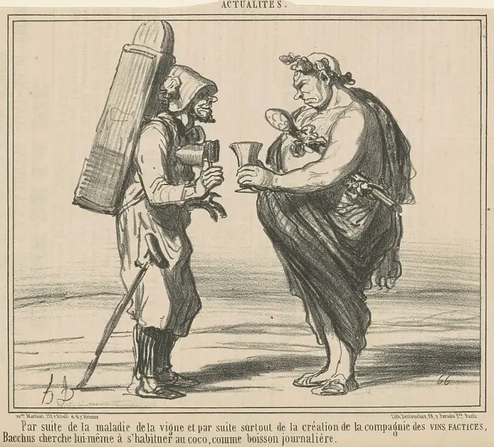 Framed Print : Par suite de la maladie de la vigne, 19th century. Creator: Honore Daumier Framed Print : Par suite de la maladie de la vigne, 19th century. Creator: Honore Daumier