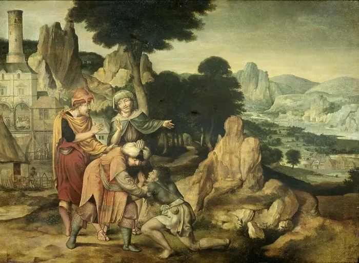 Framed Print : Parable of the Prodigal Son, 1538. Creator: Cornelis Massys Framed Print : Parable of the Prodigal Son, 1538. Creator: Cornelis Massys
