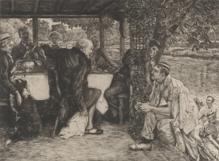 Framed Print : The Parable of the Prodigal Son, No. IV: The Fatted Calf, 1882. Creator: James Tissot Framed Print : The Parable of the Prodigal Son, No. IV: The Fatted Calf, 1882. Creator: James Tissot