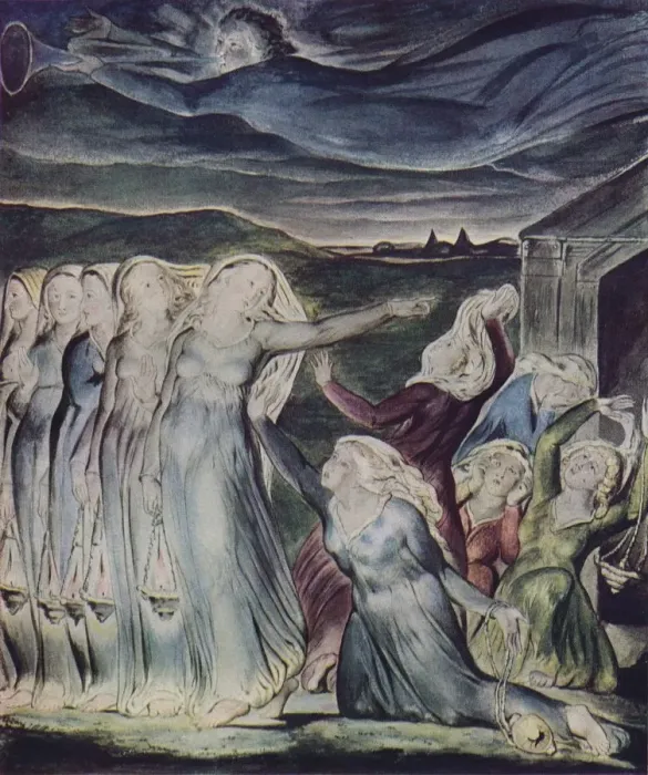 Framed Print : The Parable of the Wise and Foolish Virgins, c1800. Artist: William Blake Framed Print : The Parable of the Wise and Foolish Virgins, c1800. Artist: William Blake