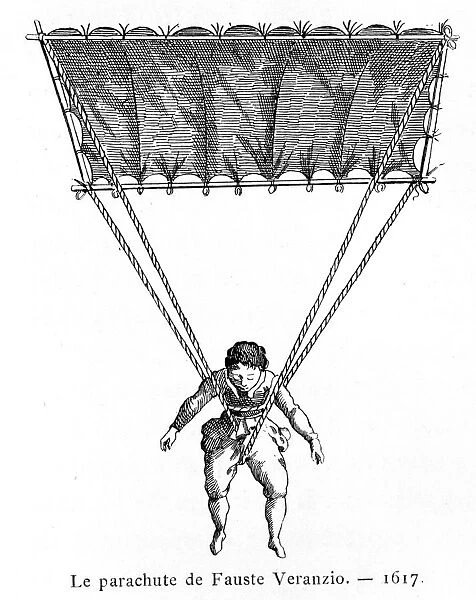 The Parachute of Fauste Veranzio, 1617, (1887). Artist: Gaston Tissandier