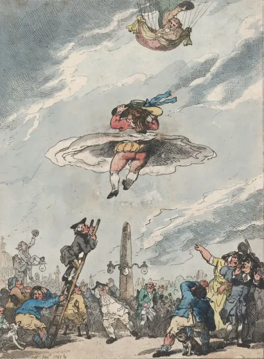 Framed Print : The Parachute or a Sage Ladys Second Experiment, September 1785. September 1785 Framed Print : The Parachute or a Sage Ladys Second Experiment, September 1785. September 1785