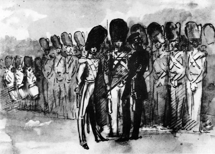 Framed Print : On Parade, (1930). Artist: Constantin Guys Framed Print : On Parade, (1930). Artist: Constantin Guys