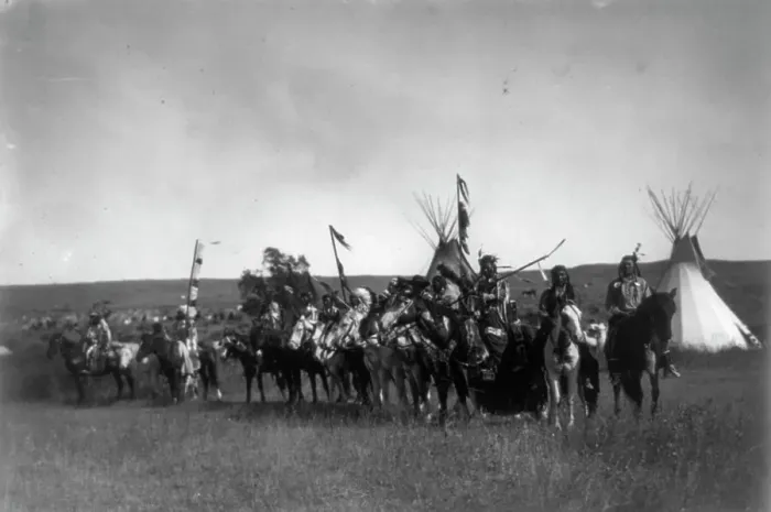 Framed Print : The parade, c1908. Creator: Edward Sheriff Curtis Framed Print : The parade, c1908. Creator: Edward Sheriff Curtis