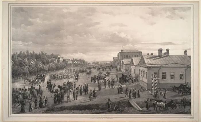 Framed Print : Parade of Chevalier Gardes through Krasnoye Selo, 1848. Artist: Schwarz, Gustav (ca. 1800-after 1855) Framed Print : Parade of Chevalier Gardes through Krasnoye Selo, 1848. Artist: Schwarz, Gustav (ca. 1800-after 1855)