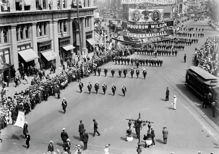 Framed Print : Parade in honor of Olympic victors, 1912. Creator: Bain News Service Framed Print : Parade in honor of Olympic victors, 1912. Creator: Bain News Service