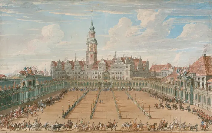 Framed Print : Parade of the Ladies Ring Races on Juny 6, 1709 in Dresden, 1710. Artist: Fritzsche, C. H. (active 18th century) Framed Print : Parade of the Ladies Ring Races on Juny 6, 1709 in Dresden, 1710. Artist: Fritzsche, C. H. (active 18th century)