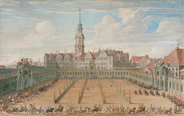 Parade of the Ladies Ring Races on Juny 6, 1709 in Dresden, 1710. Artist: Fritzsche, C. H. (active 18th century)