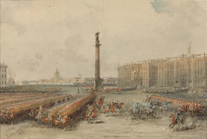 Framed Print : Parade of the Life-Guards Horse Regiment at the Palace Square Framed Print : Parade of the Life-Guards Horse Regiment at the Palace Square