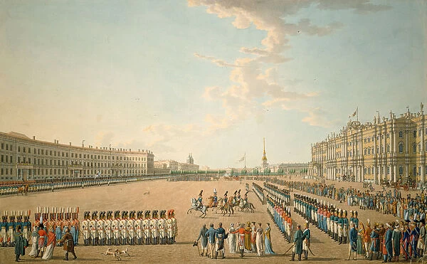 Parade at the Palace Square in St. Petersburg, Mid of the 19th cen