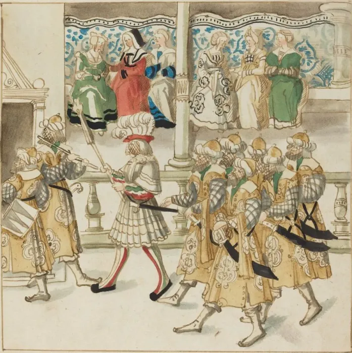 Framed Print : Parading Knights in Oriental Costume, c. 1515. Creator: Unknown Framed Print : Parading Knights in Oriental Costume, c. 1515. Creator: Unknown