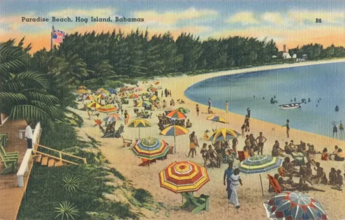 Framed Print : Paradise Beach, Hog Island, Bahamas, c1930 Framed Print : Paradise Beach, Hog Island, Bahamas, c1930