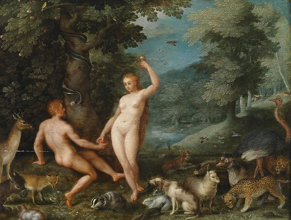 Paradise Landscape with Eve Tempting Adam. Artist: Brueghel, Jan, the Younger (1601-1678)