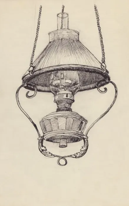 Framed Print : Paraffin lamp, c1950. Creator: Shirley Markham
