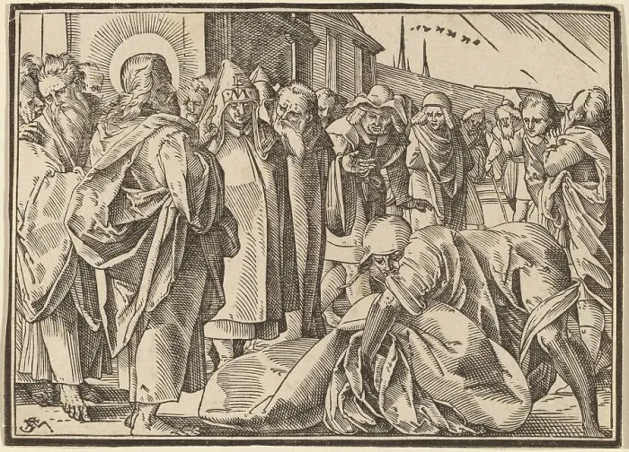 Framed Print : The Paralytic Healed by Christ Picks up His Pallet. Creator: Christoph Maurer Framed Print : The Paralytic Healed by Christ Picks up His Pallet. Creator: Christoph Maurer