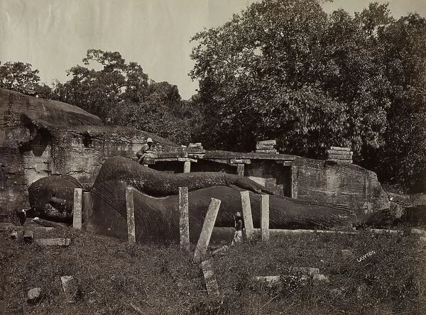 The Paranirvana of Buddha, Gal Vihara, Polonnaruva, Ceylon, 1870-1871. Creator: Joseph Lawton