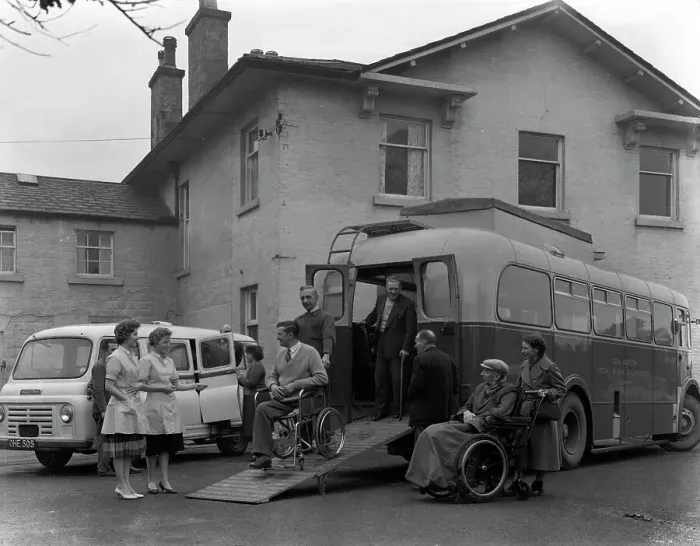 Framed Print : Paraplegic bus, Pontefract, West Yorkshire, 1960. Artist: Michael Walters Framed Print : Paraplegic bus, Pontefract, West Yorkshire, 1960. Artist: Michael Walters