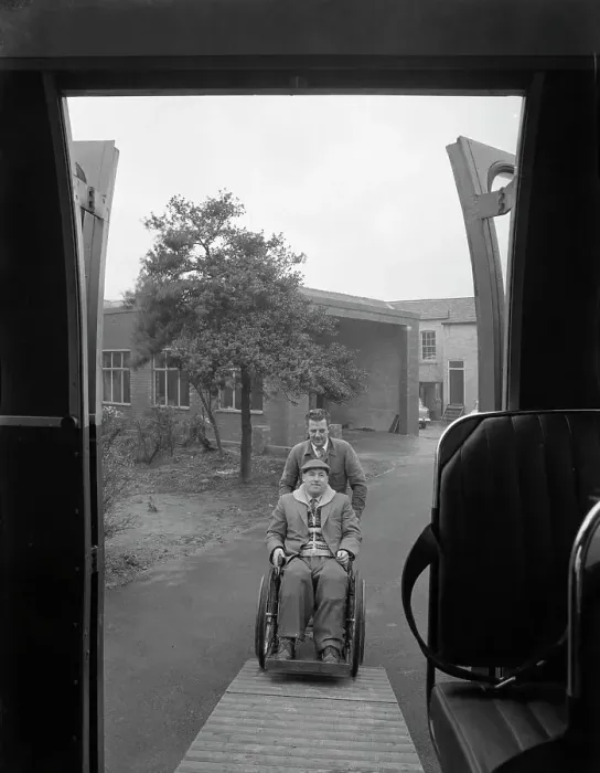 Framed Print : Paraplegic bus, Pontefract, West Yorkshire, 1960. Artist: Michael Walters Framed Print : Paraplegic bus, Pontefract, West Yorkshire, 1960. Artist: Michael Walters