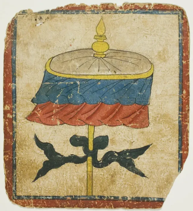 Framed Print : The Parasol (chatra), from a Set of Initiation Cards (Tsakali), 14th / 15th century Framed Print : The Parasol (chatra), from a Set of Initiation Cards (Tsakali), 14th / 15th century