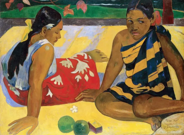 Framed Print : Parau Api. Whats new?, 1892. Artist: Gauguin, Paul Eugene Henri (1848-1903) Framed Print : Parau Api. Whats new?, 1892. Artist: Gauguin, Paul Eugene Henri (1848-1903)