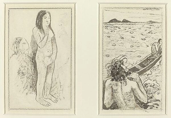Parau Na Te Varau Ino (left); Tahitian Legend (right), c. 1890 / 1895. Creator: Paul Gauguin