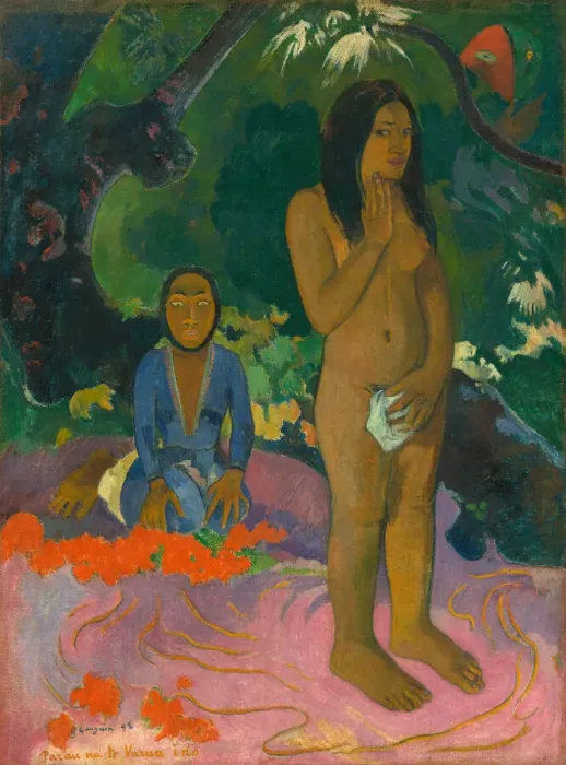 Framed Print : Parau na te Varua ino (Words of the Devil), 1892. Creator: Paul Gauguin Framed Print : Parau na te Varua ino (Words of the Devil), 1892. Creator: Paul Gauguin