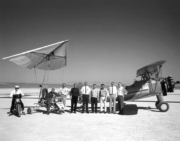 Paresev 1-A and tow plane with crew and pilot, USA, 1962. Creator: NASA