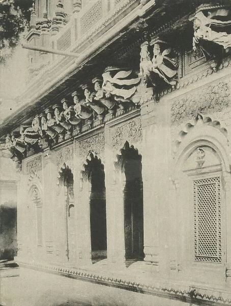 The Paries - Carvings in Ambethi Temple, Benares, . Creator: Saeed Bros