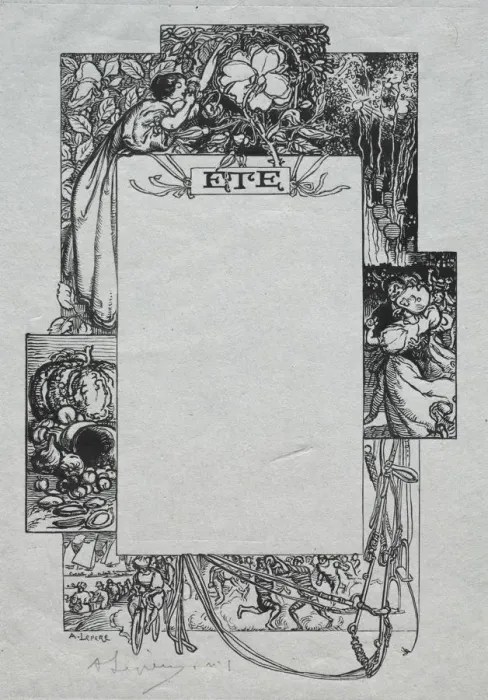 Framed Print : Paris Almanac, 1897: Decorative Border, Summer, 1897. Creator: Auguste Louis Lepere (French Framed Print : Paris Almanac, 1897: Decorative Border, Summer, 1897. Creator: Auguste Louis Lepere (French