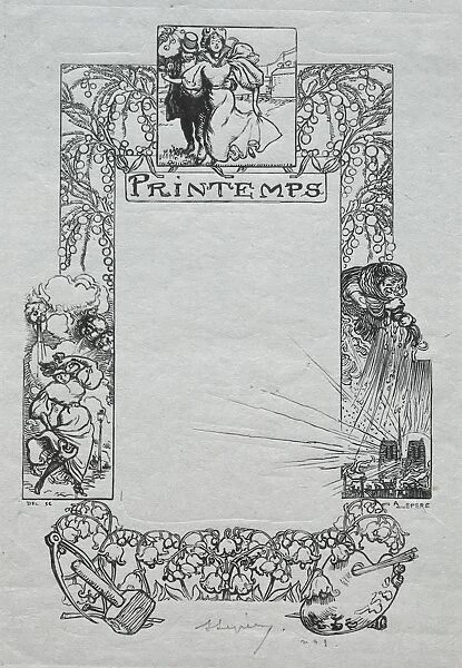 Paris Almanac, 1897: Decorative Border, Spring, 1897. Creator: Auguste Louis Lepere (French