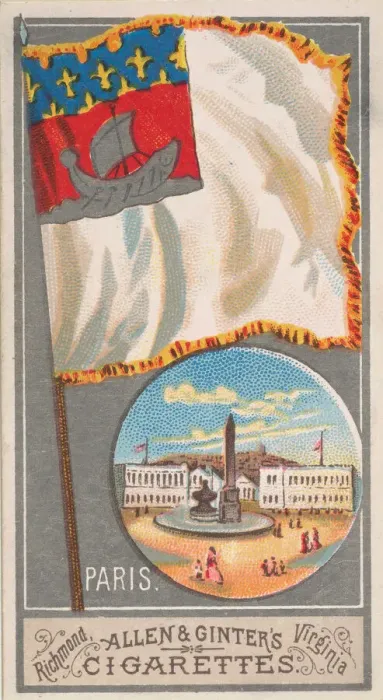 Framed Print : Paris, from the City Flags series (N6) for Allen & Ginter Cigarettes Brands, 1887 Framed Print : Paris, from the City Flags series (N6) for Allen & Ginter Cigarettes Brands, 1887