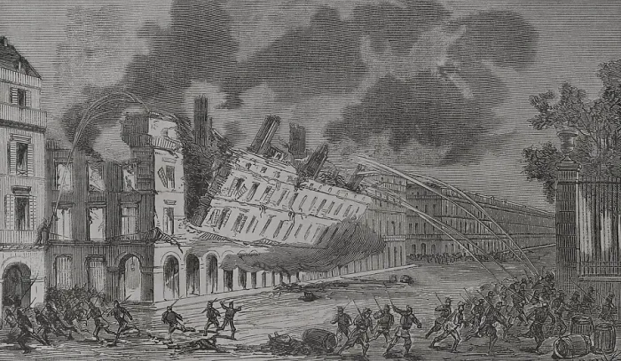 Framed Print : Paris Commune: Collapse of the Ministry of Finance building, Rue de Rivoli (Rivoli Street)...1871. Creator: Tomas Carlos Capuz Framed Print : Paris Commune: Collapse of the Ministry of Finance building, Rue de Rivoli (Rivoli Street)...1871. Creator: Tomas Carlos Capuz