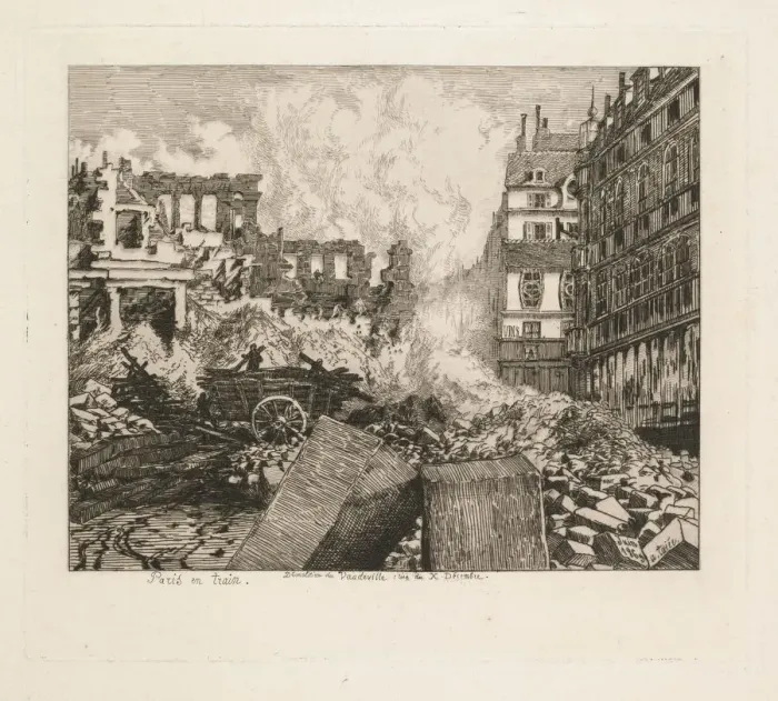 Framed Print : Paris en Train. Demolition du theatre du Vaudeville: rue du Dix-Decembre, 1869 Framed Print : Paris en Train. Demolition du theatre du Vaudeville: rue du Dix-Decembre, 1869