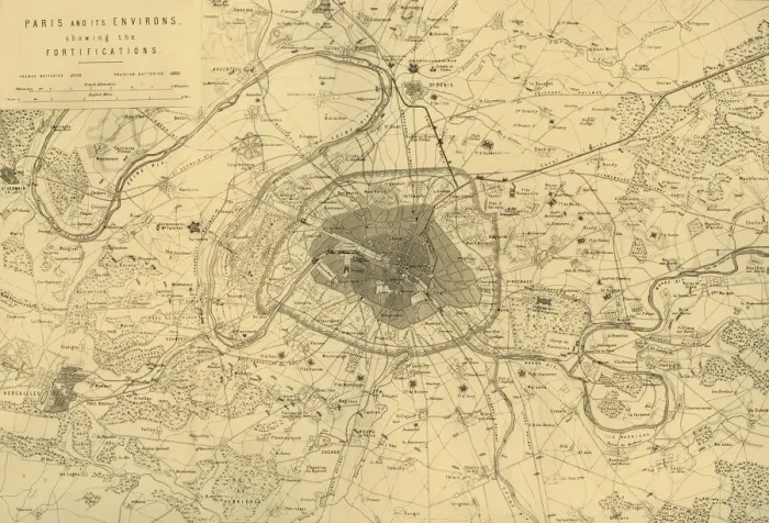 Framed Print : Paris and its Environs, showing the Fortifications, (c1872). Creator: R. Walker Framed Print : Paris and its Environs, showing the Fortifications, (c1872). Creator: R. Walker