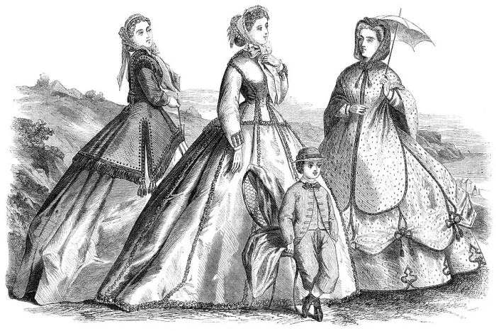 Framed Print : Paris fashions for August, 1865. Creator: Unknown Framed Print : Paris fashions for August, 1865. Creator: Unknown