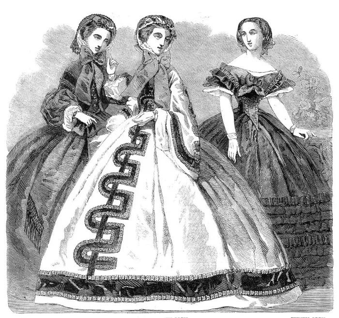 Framed Print : Paris Fashions for December, 1860. Creator: Unknown Framed Print : Paris Fashions for December, 1860. Creator: Unknown