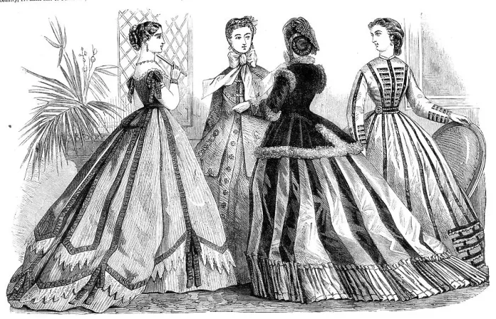Framed Print : Paris fashions for December, 1865. Creator: Unknown Framed Print : Paris fashions for December, 1865. Creator: Unknown