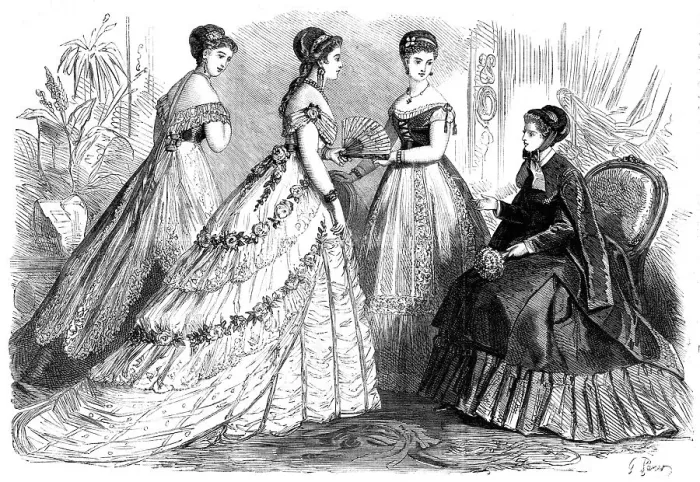 Framed Print : Paris fashions for February, 1868. Creator: Unknown Framed Print : Paris fashions for February, 1868. Creator: Unknown