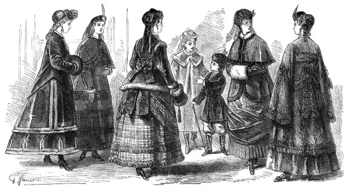 Framed Print : Paris fashions for February, 1869. Creator: Unknown