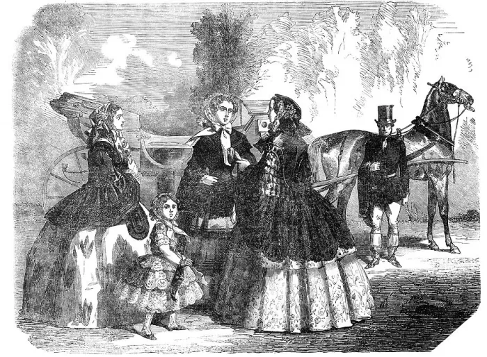 Framed Print : Paris Fashions for July, 1856. Creator: Unknown Framed Print : Paris Fashions for July, 1856. Creator: Unknown