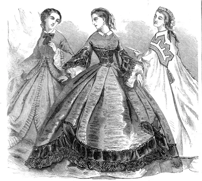 Framed Print : Paris Fashions for the New Year, 1860. Creator: Unknown Framed Print : Paris Fashions for the New Year, 1860. Creator: Unknown