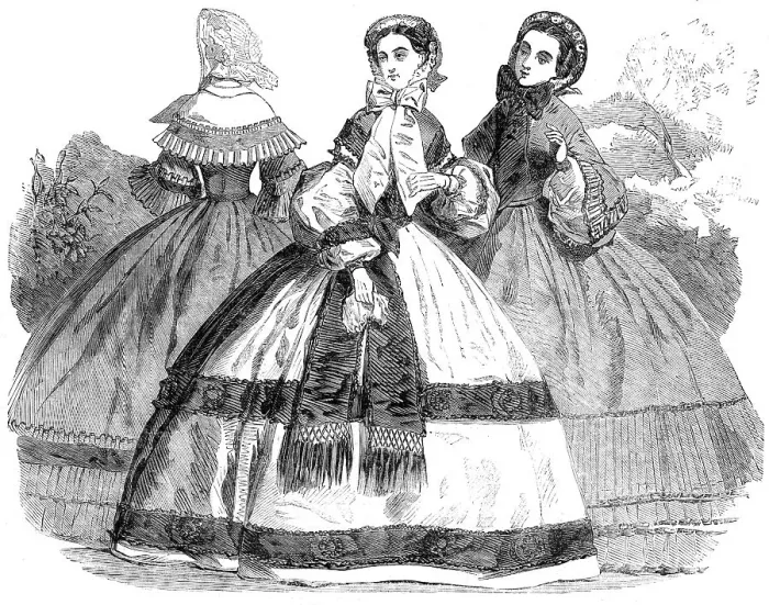 Framed Print : Paris Fashions for October, 1860. Creator: Unknown Framed Print : Paris Fashions for October, 1860. Creator: Unknown
