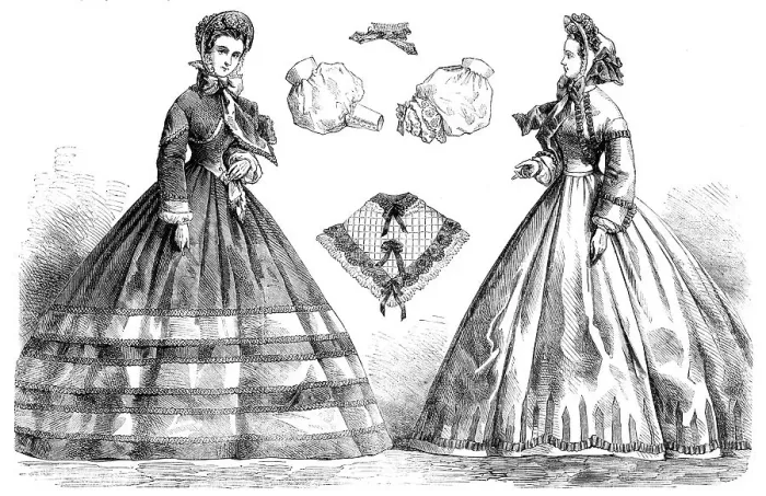 Framed Print : Paris fashions for October, 1862. Creator: Unknown Framed Print : Paris fashions for October, 1862. Creator: Unknown