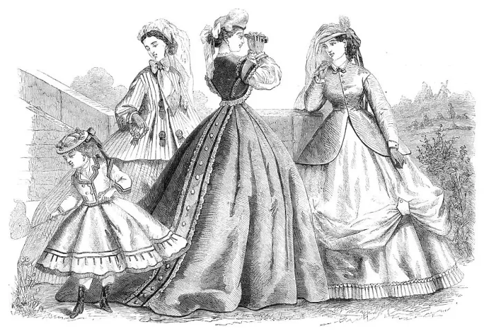 Framed Print : Paris fashions for September, 1865. Creator: Unknown Framed Print : Paris fashions for September, 1865. Creator: Unknown