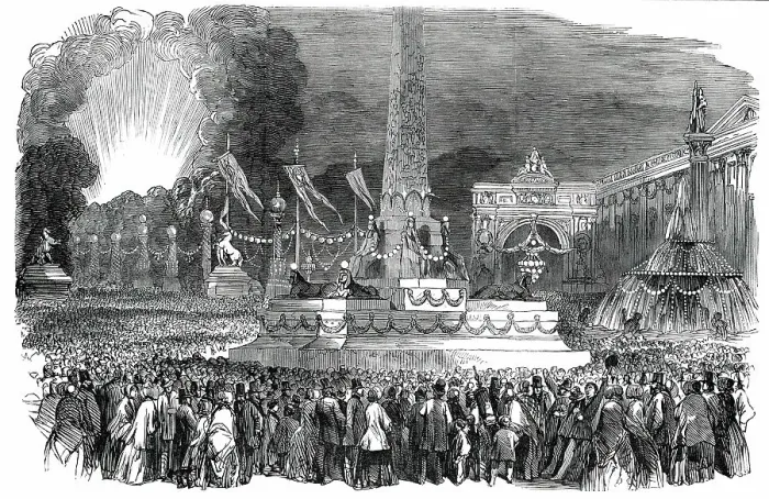 Framed Print : The Paris Fete - Illumination in the Place de la Concorde, 1850. Creator: Unknown Framed Print : The Paris Fete - Illumination in the Place de la Concorde, 1850. Creator: Unknown