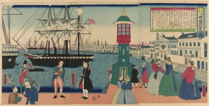 Framed Print : Paris, France (Furansu Parisu no fu), from the series Collection of Scenic Places in... 1862. Creator: Utagawa Yoshitora Framed Print : Paris, France (Furansu Parisu no fu), from the series Collection of Scenic Places in... 1862. Creator: Utagawa Yoshitora