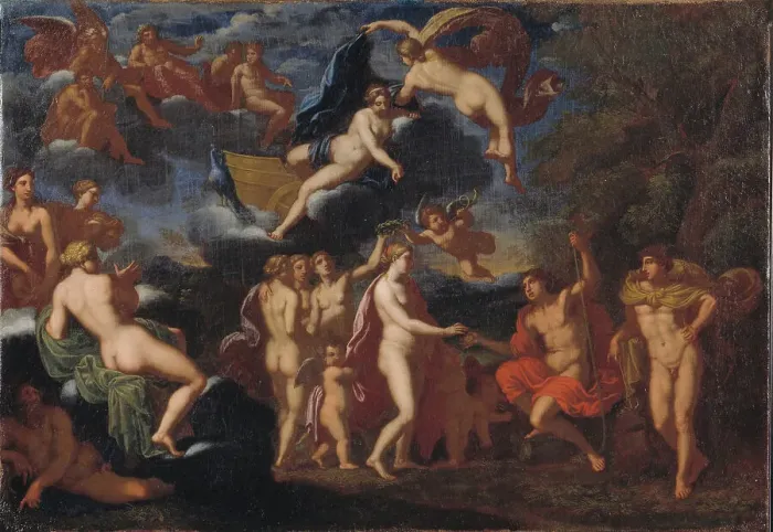 Framed Print : Paris Giving Venus the Apple, 1657-1705. Creator: Johannes van Haensbergen Framed Print : Paris Giving Venus the Apple, 1657-1705. Creator: Johannes van Haensbergen