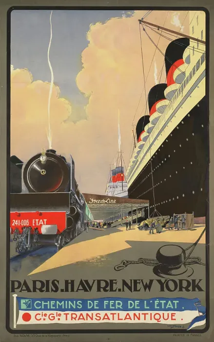 Framed Print : Paris - Havre - New York. Chemins de fer de l'Etat, c. 1930. Creator: Sébille, Albert (1874-1953) Framed Print : Paris - Havre - New York. Chemins de fer de l'Etat, c. 1930. Creator: Sébille, Albert (1874-1953)