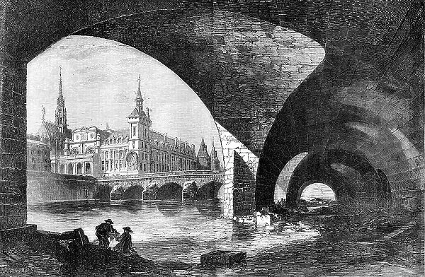 Paris Improvements: the Palais de Justice, Sainte Chapelle, and Pont au Change, 1857. Creator: D Lancelot